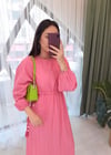 PEMBE KARDON DETAY ELBİSE