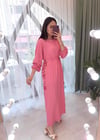 PEMBE KARDON DETAY ELBİSE
