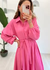PEMBE KETEN ELBİSE
