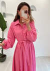 PEMBE KETEN ELBİSE
