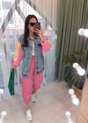 PEMBE KETEN PAÇA PİLİLİ PANTOLON