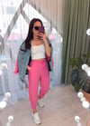PEMBE KETEN PAÇA PİLİLİ PANTOLON