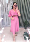 PEMBE KRUVAZE KEMERLİ TAKIM