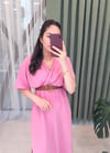 PEMBE KRUVAZE KEMERLİ TAKIM