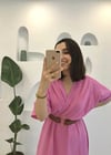 PEMBE KRUVAZE KEMERLİ TAKIM
