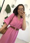 PEMBE KRUVAZE KEMERLİ TAKIM