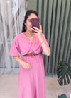 PEMBE KRUVAZE KEMERLİ TAKIM