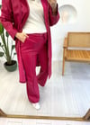 PEMBE NERVÜR DETAY DERİ PANTOLON