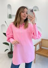 PEMBE TAŞ İŞLEMELİ BOLON KOL GÖMLEK