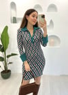 PETROL POLO YAKA DESENLİ ELBİSE