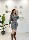 PETROL POLO YAKA DESENLİ ELBİSE