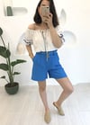 SAKS ÇİFT PİLİLİ KETEN ŞORT