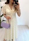 SARI 5642 ÇİÇEK DESEN ELBİSE