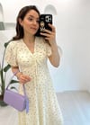 SARI 5642 ÇİÇEK DESEN ELBİSE