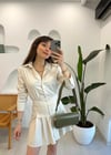 SARI 8097 ÇİZGİLİ ELBİSE
