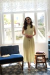 SARI 8305 PİLİSELİ ELBİSE 