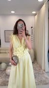 SARI 9897 ÇİÇEK DETAY ELBİSE