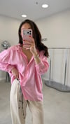 ŞEKER PEMBE 4612 OMZU DÜŞÜK OVERSİZE GÖMLEK  