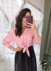 ŞEKER PEMBE ÖNDEN BAĞLAMALI GÖMLEK