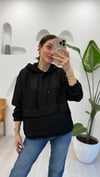 SİYAH 0157 SWEAT KANGURU CEPLİ KAPŞONLU