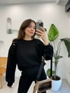 SİYAH 0201 GÜL NAKIŞ DETAY SWEAT 