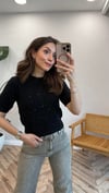 SİYAH 0703 PULLU KISA KOL TRİKO 