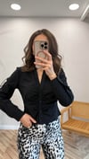 SİYAH 1158 DRAPE DETAY GÖMLEK 