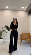 SİYAH 1751 KEMERLİ SATEN PANTOLON