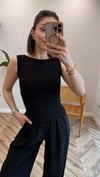 SİYAH 20868 KAYIK YAKA KOLSUZ CROP