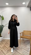 SİYAH 2655 BELDEN BÜZGÜLÜ ELBİSE