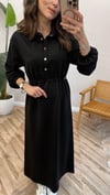 SİYAH 2655 BELDEN BÜZGÜLÜ ELBİSE