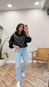 SİYAH 3083 İNCİ DETAY SWEATSHİRT