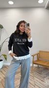 SİYAH 3092 İNCİ DETAY SWEAT