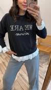 SİYAH 3092 İNCİ DETAY SWEAT