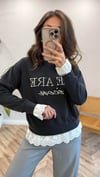 SİYAH 3092 İNCİ DETAY SWEAT