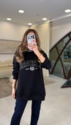SİYAH 3120 TRİKO VE NAKIŞ DETAY SWEAT 