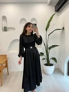 SİYAH 32755 ÇİÇEK DETAY ELBİSE