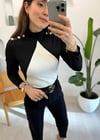 SİYAH 34072 DÜĞME DETAY BLUZ