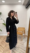SİYAH 34268 KEMERLİ GÖMLEK ELBİSE 