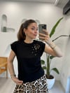 SİYAH 34714 GÜL DETAYLI BLUZ 