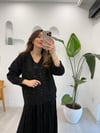 SİYAH 4126 SİMLİ V YAKA KAZAK