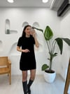 SİYAH 4253 DİKİŞ DETAY TRİKO ELBİSE 