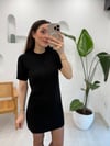 SİYAH 4253 DİKİŞ DETAY TRİKO ELBİSE 