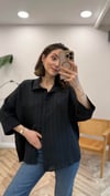 SİYAH 4937 ÇİZGİLİ YARASA GÖMLEK 