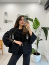 SİYAH 5816 FİLELİ KISA KOT CEKET