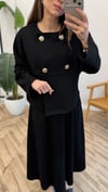 SİYAH 5946 DÜĞMELİ ETEKLİ TAKIM 