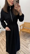 SİYAH 6163 FERMUAR YAKA ELBİSE