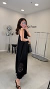 SİYAH 6571 NAKIŞLI MİDİ ELBİSE 