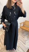 SİYAH 6701 DÜĞME DETAY ELBİSE 
