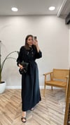 SİYAH 6701 DÜĞME DETAY ELBİSE 